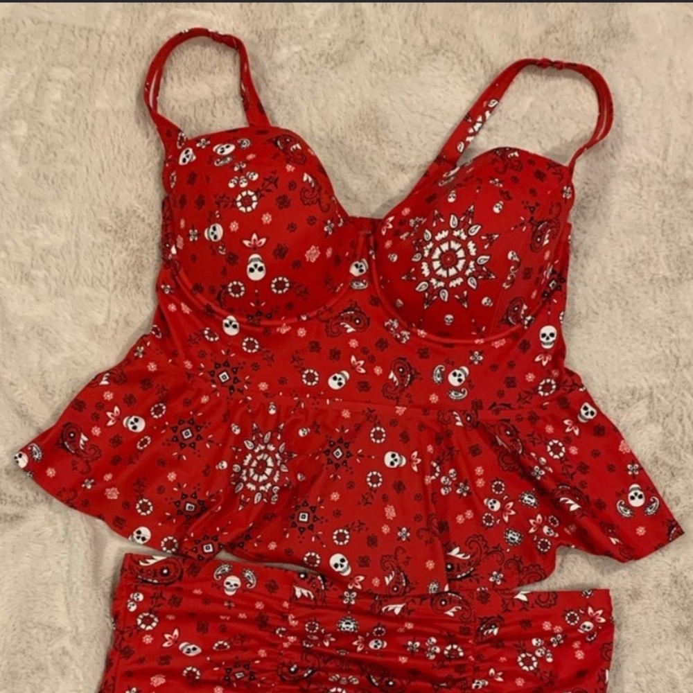Torrid red skull tankini